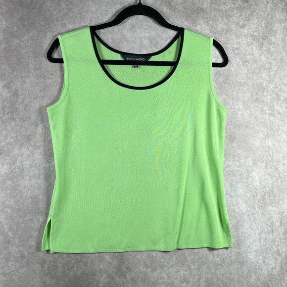 Ming Wang Tank Top Womens Small Green Knit Sleeveless Scoop Neck Cami Business - Picture 1 of 9